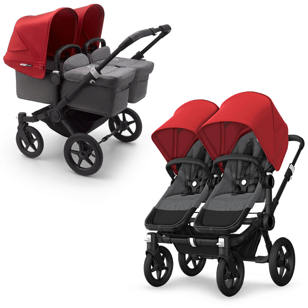 Bugaboo Donkey 3 Twin BLACK - Серый меланж / Красный (Grey Melange / Red)