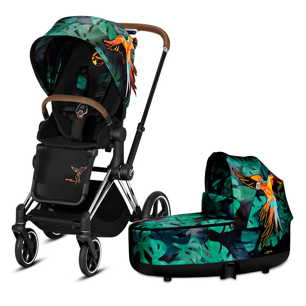 Cybex Priam III Fashion Collection - Серебристое шасси / Дизайнерская коллекция (Chrome / Birds of Paradise)