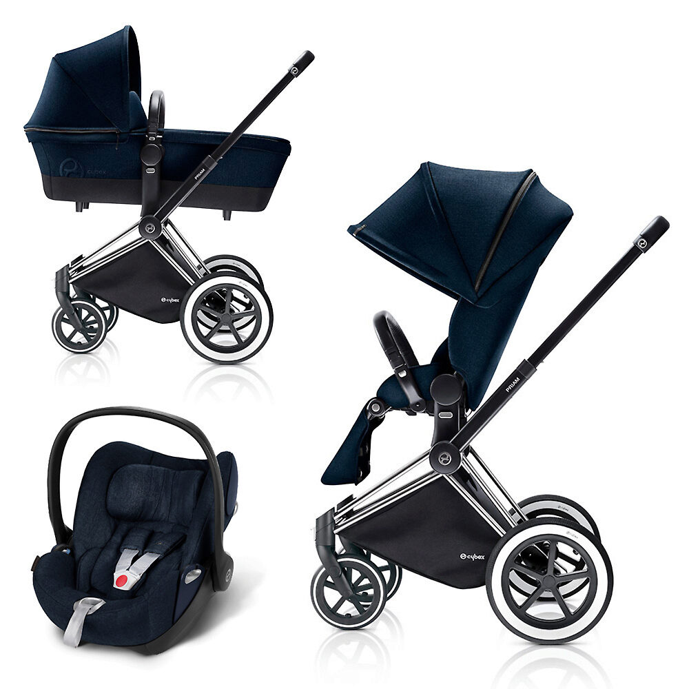 Cybex Priam Lux + Cloud Q Plus - Тёмно-синий (Midnight Blue) / Колеса All Terrain