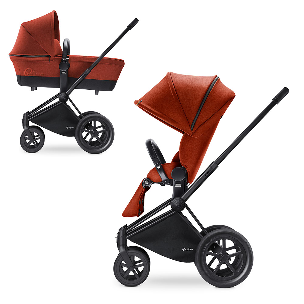 Cybex Priam Lux Matt Black - Оранжевый (Autumn Gold) / Колеса All Terrain