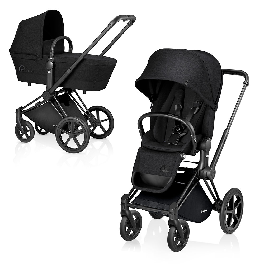 Cybex Priam Lux Matt Black - Чёрный (Stardust Black) / Колеса Trekking