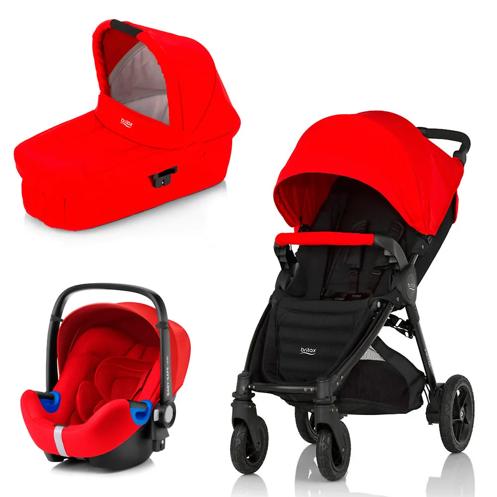 Britax B-Motion 4 Plus + Baby Safe i-Size - Красный (Flame Red / Wine Red Denim)
