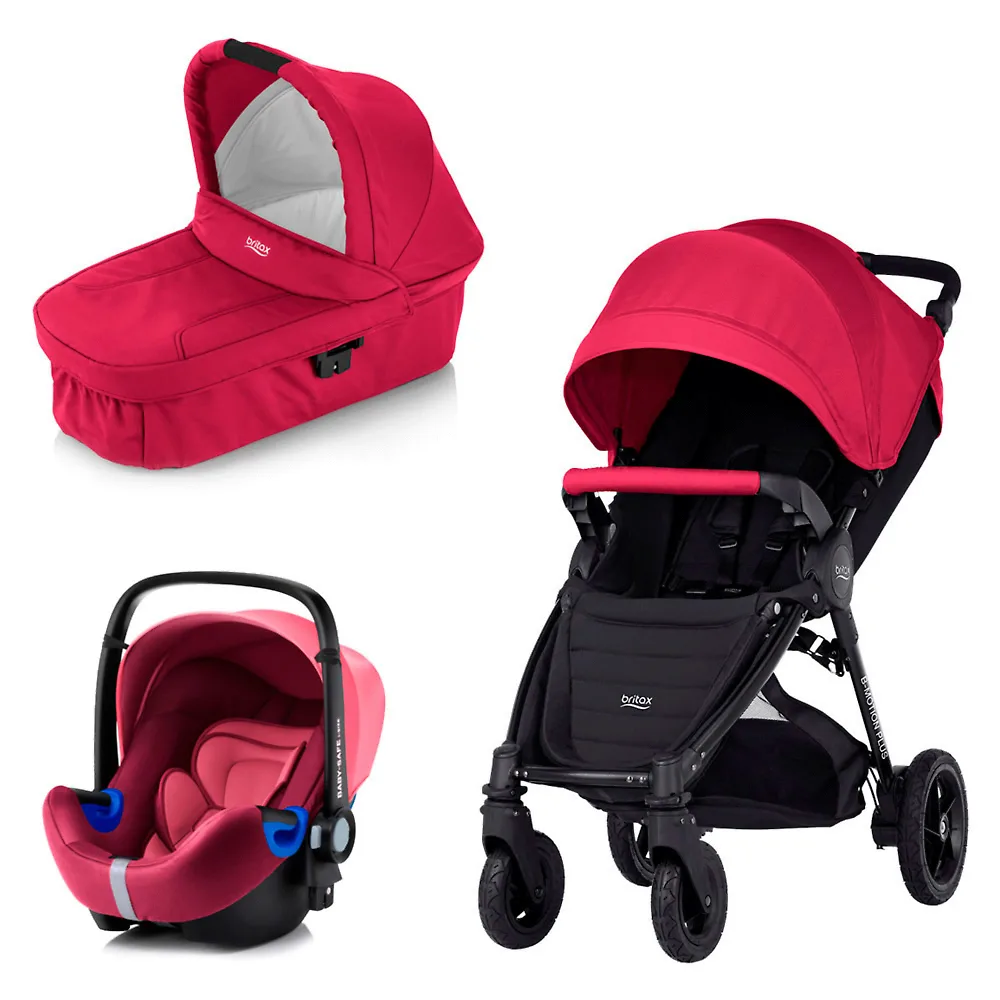 Britax B-Motion 4 Plus + Baby Safe i-Size - Винный (Wine Red / Olive Denim)