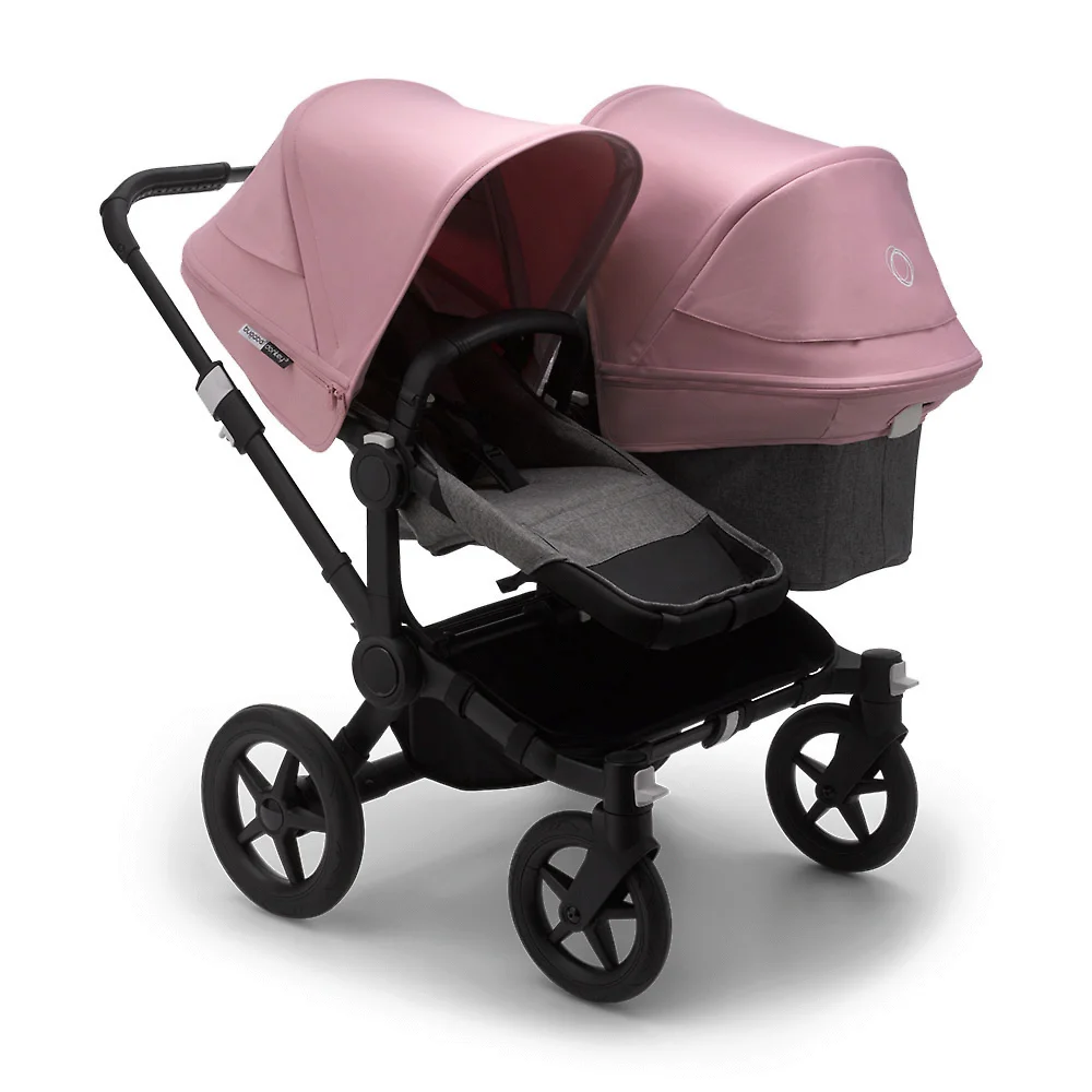 Bugaboo Donkey 3 Duo BLACK - Серый Меланж / Розовый (Grey Melange / Soft Pink)