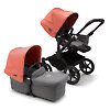 Bugaboo Donkey 5 Mono BLACK - Серый меланж / Коралловый (Grey Melange / Sunrise Red)