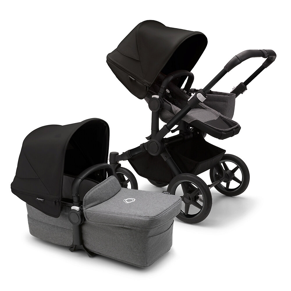 Bugaboo Donkey 5 Mono BLACK - Серый меланж / Чёрный (Grey Melange / Midnight Black)