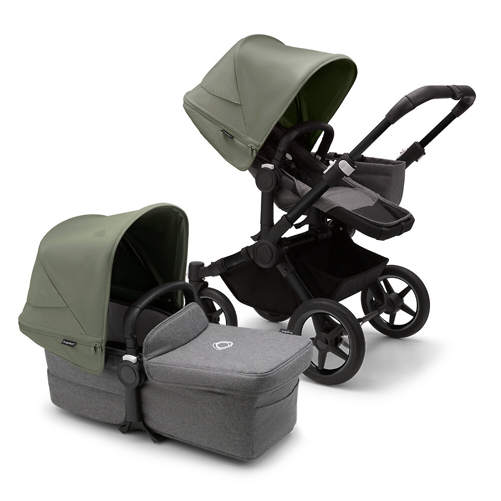 Bugaboo Donkey 5 Mono BLACK - Серый меланж / Зелёный (Grey Melange / Forest Green)