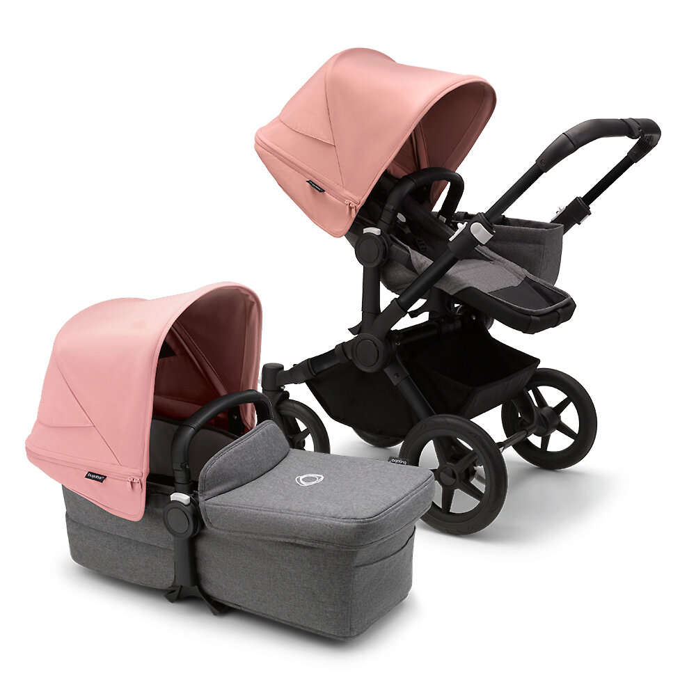 Bugaboo Donkey 5 Mono BLACK - Серый меланж / Розовый (Grey Melange / Morning Pink)