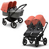 Bugaboo Donkey 5 Twin BLACK - Серый меланж / Коралловый (Grey Melange / Sunrise Red)