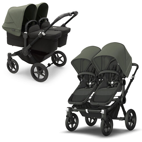 Bugaboo Donkey 5 Twin BLACK - Чёрный / Зелёный (Midnight Black / Forest Green)