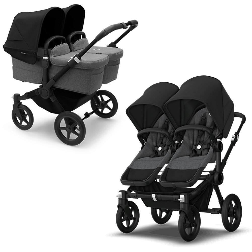 Bugaboo Donkey 5 Twin BLACK - Серый меланж / Чёрный (Grey Melange / Midnight Black)