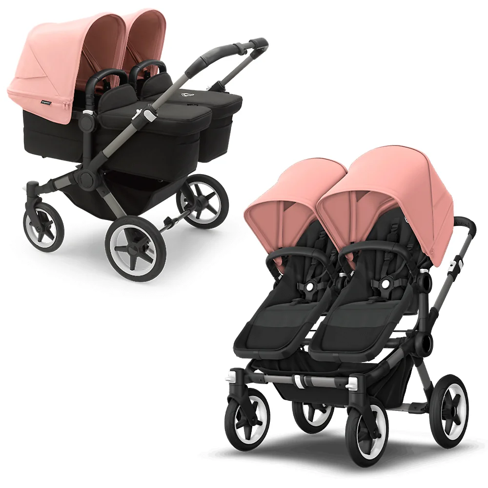 Bugaboo Donkey 5 Twin GRAPHITE - Чёрный / Розовый (Midnight Black / Morning Pink)