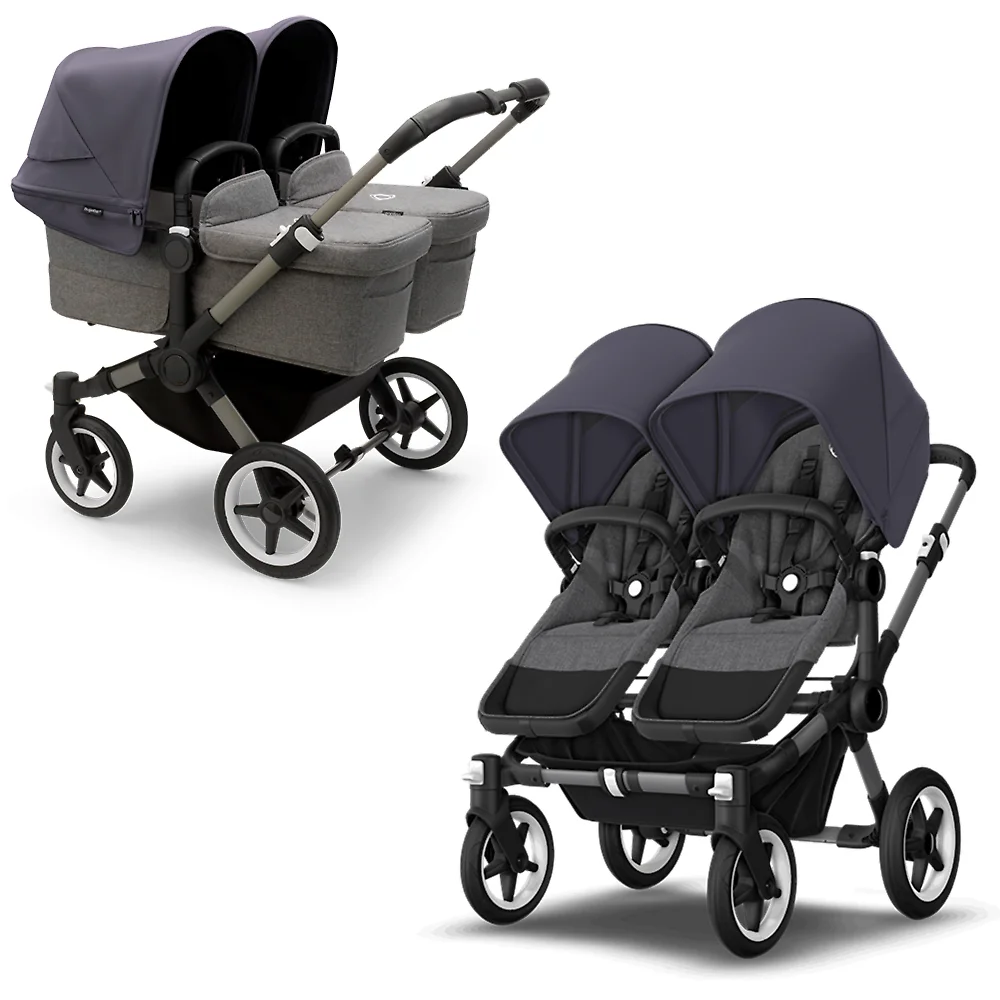 Bugaboo Donkey 5 Twin GRAPHITE - Серый меланж / Синий (Grey Melange / Stormy Blue)