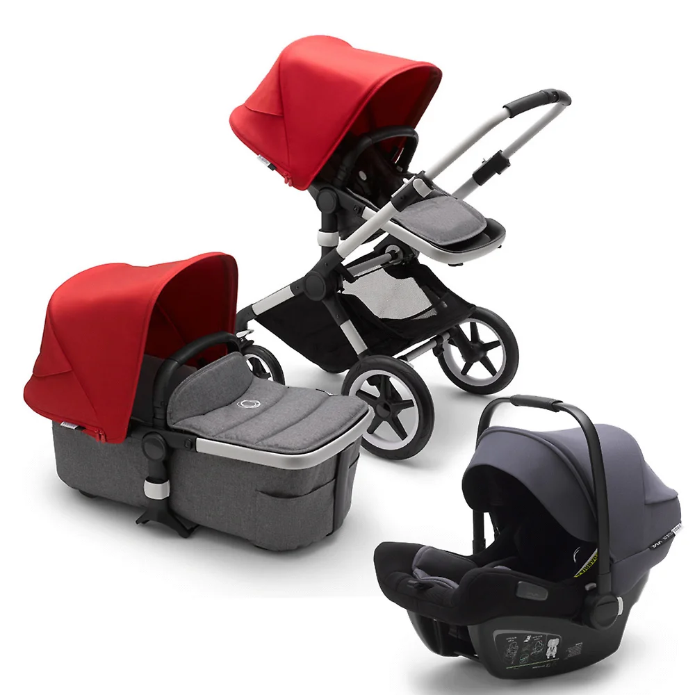 Bugaboo Fox 2 ALU - Серый Меланж / Красный (Grey Melange / Red)