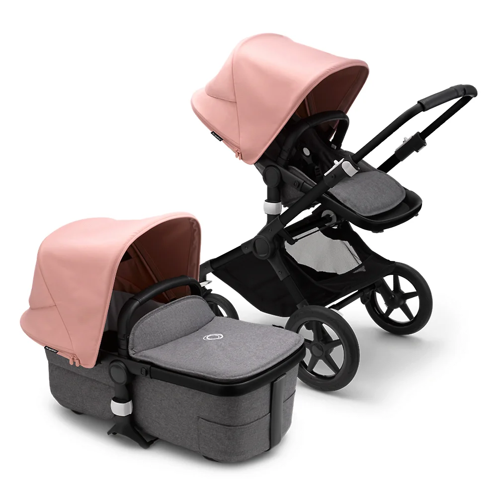 Bugaboo Fox 3 BLACK - Серый меланж / Розовый (Grey Melange / Morning Pink)