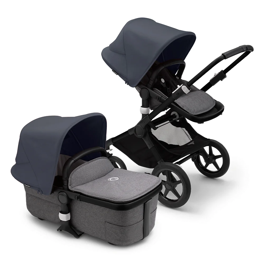 Bugaboo Fox 3 BLACK - Серый меланж / Синий (Grey Melange / Stormy Blue)