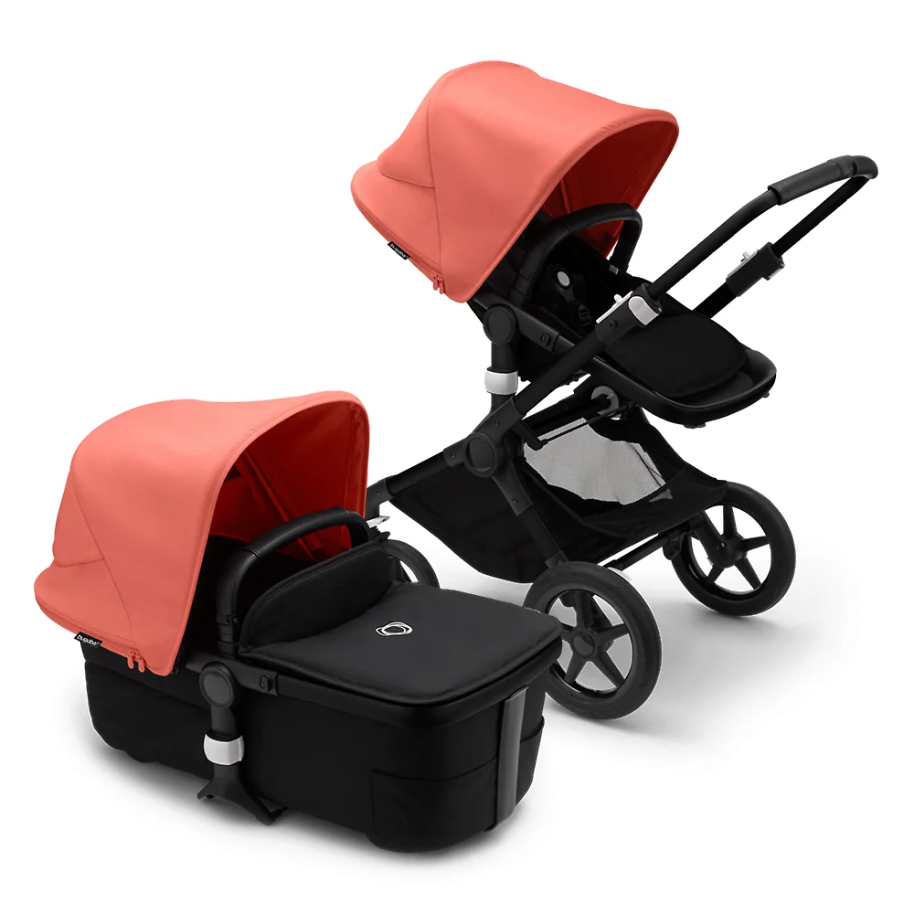 Bugaboo Fox 3 BLACK - Чёрный / Коралловый (Midnight Black / Sunrise Red)