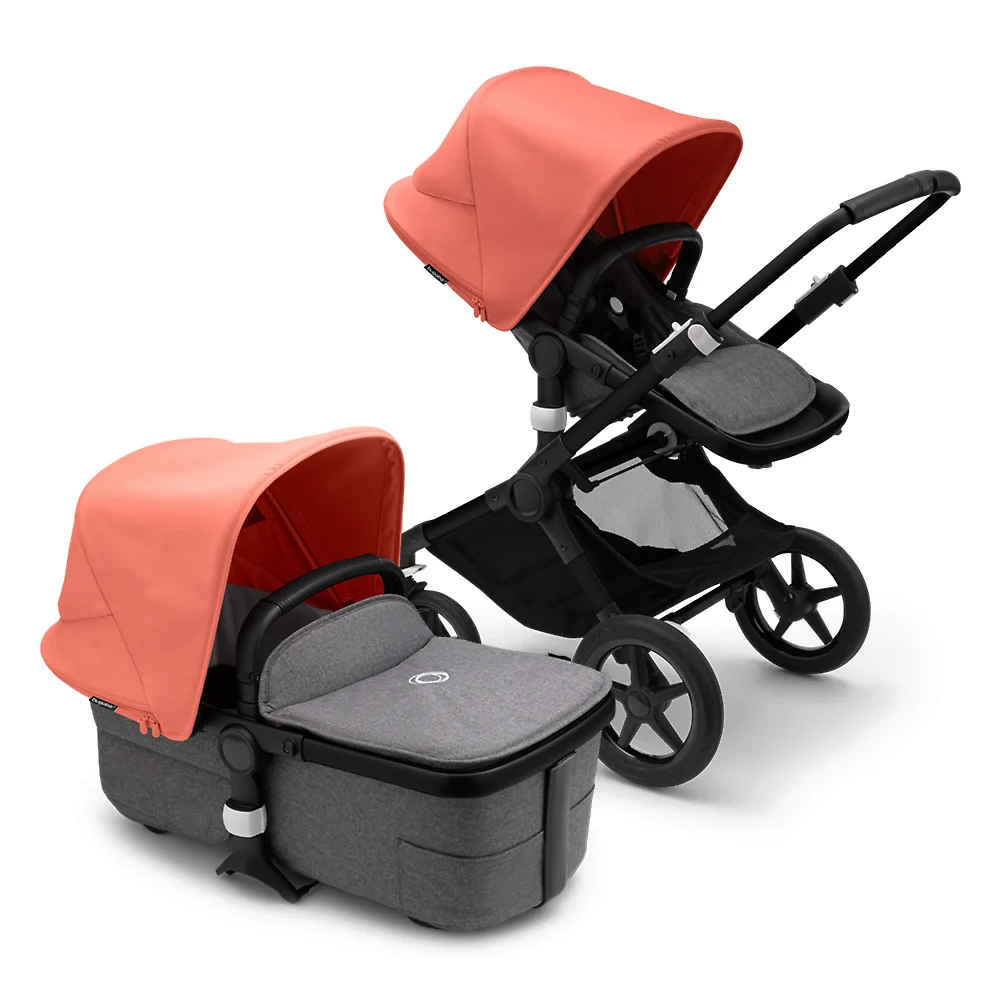 Bugaboo Fox 3 BLACK - Серый меланж / Коралловый (Grey Melange / Sunrise Red)
