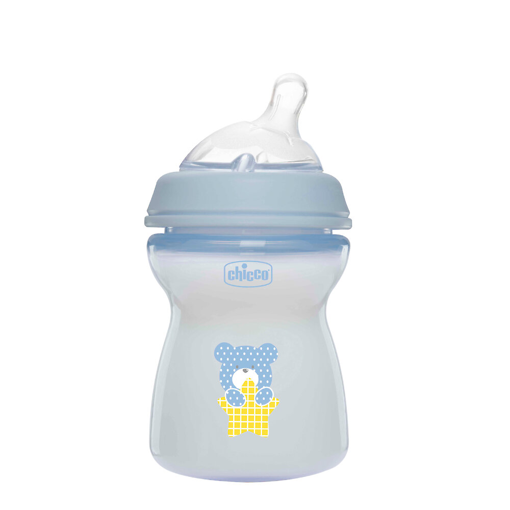 Бутылочка для кормления Chicco Natural Feeling - Средний поток (Голубой / 250 мл)