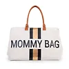 Childhome Mommy Bag - Белый / Золотой (Off White Stripes Black / Gold)