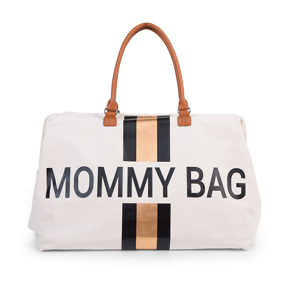 Childhome Mommy Bag - Белый / Золотой (Off White Stripes Black / Gold)