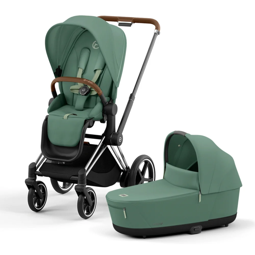 Cybex e-Priam IV - Зелёный / Серебристое шасси (Leaf Green / Chrome Brown)