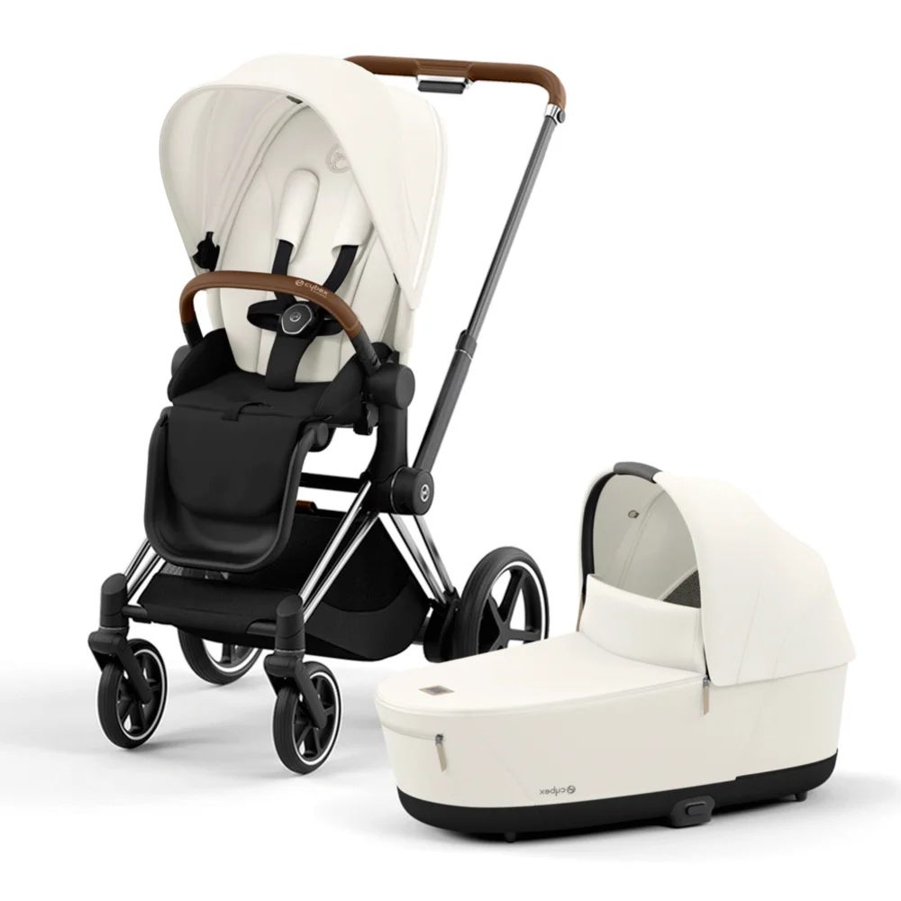 Cybex e-Priam IV - Белый / Серебристое шасси (Off White / Chrome Brown)