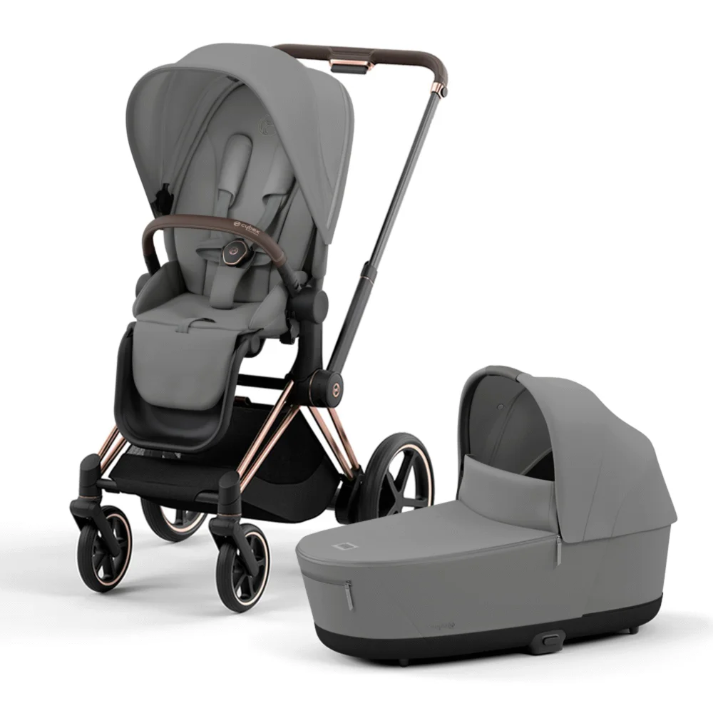 Cybex e-Priam IV - Серый / Золотистое шасси (Mirage Grey / Rose Gold)