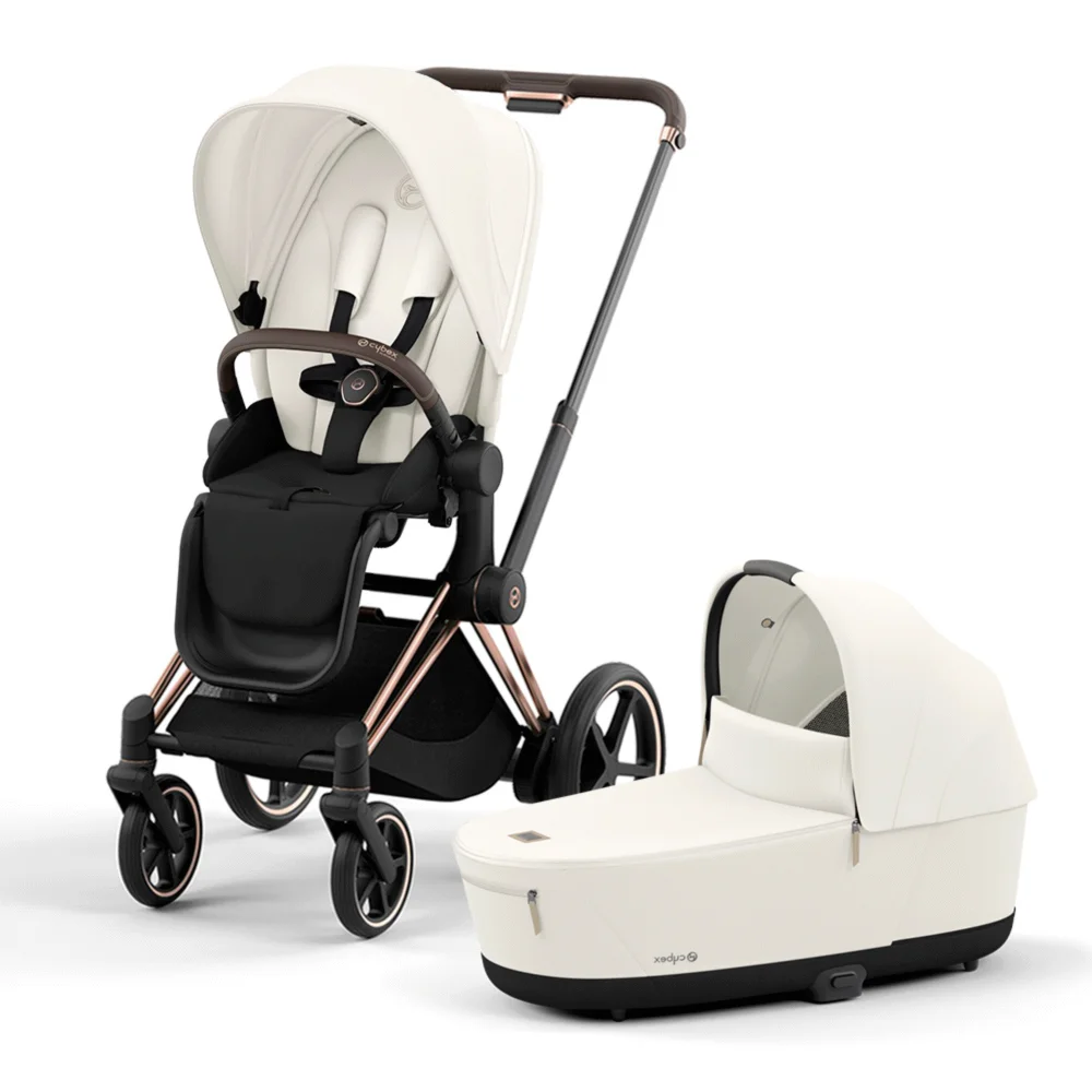Cybex e-Priam IV - Белый / Золотистое шасси (Off White / Rose Gold)