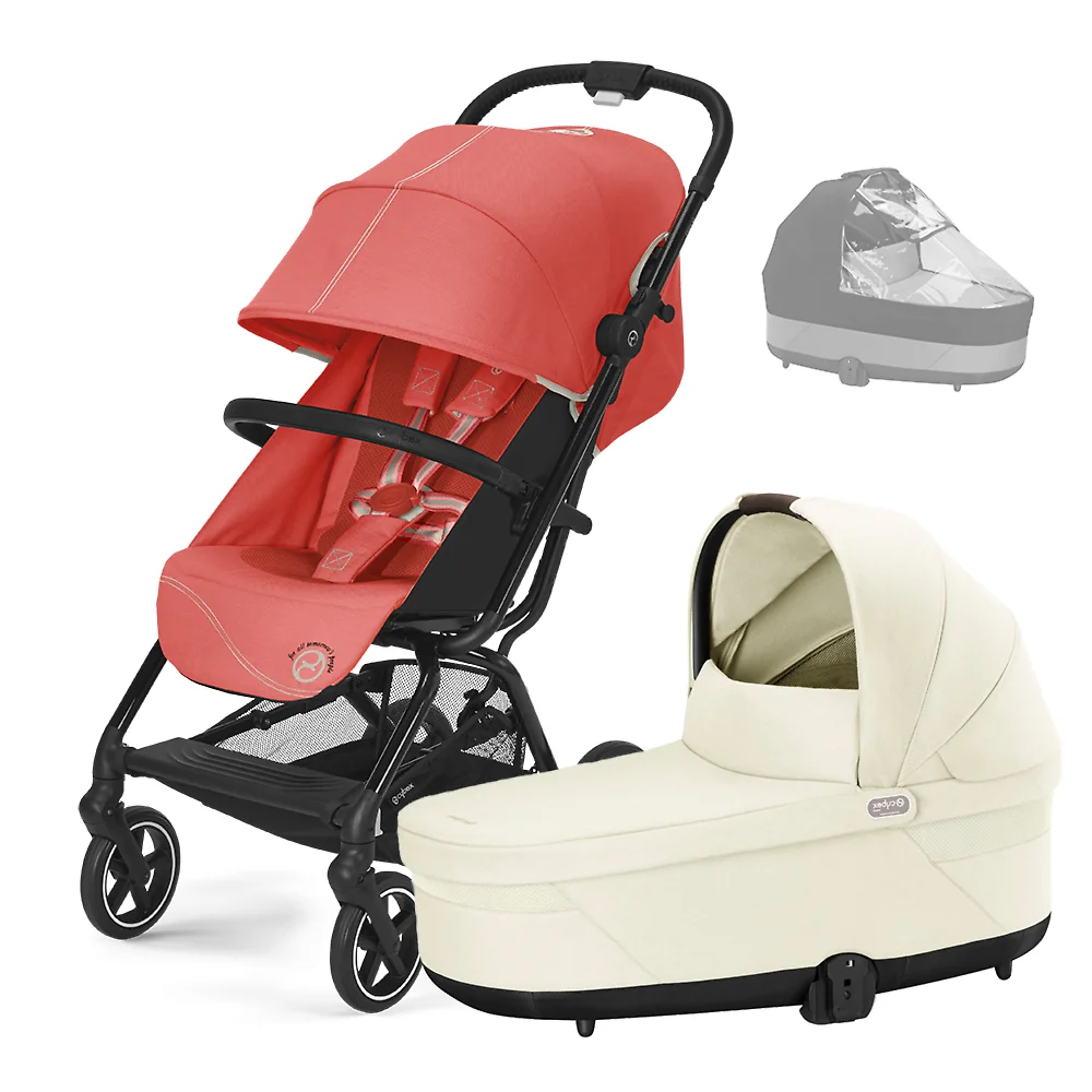 Cybex Eezy S Plus II - Коралловый / Кремовый (Hibiscus Red / Seashell Beige RC - Дождевик люльки)