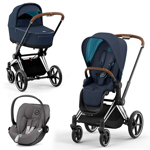 Cybex Priam IV + Cloud Z2 i-Size - Тёмно-синий / Серебристое шасси (Nautical Blue / Chrome Brown)