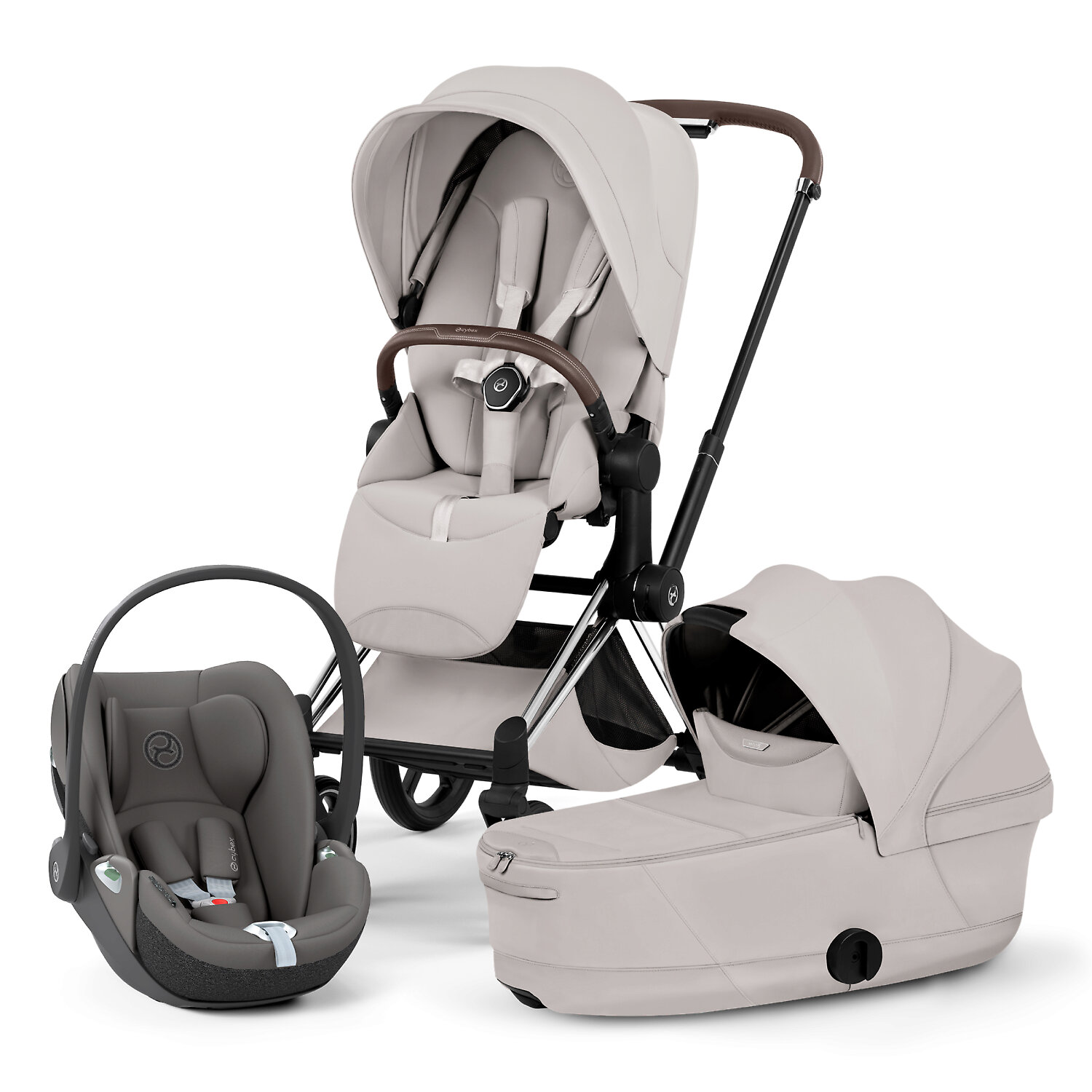 Cybex Priam Style + Cloud T i-Size - Серый / Серебристая рама (City Grey / Chrome Brown)
