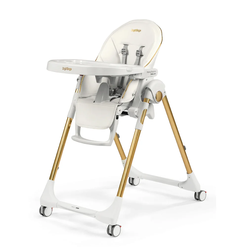 Peg Perego Prima Pappa Follow Me - Белый / Жёлтое золото (Gold - Экокожа)