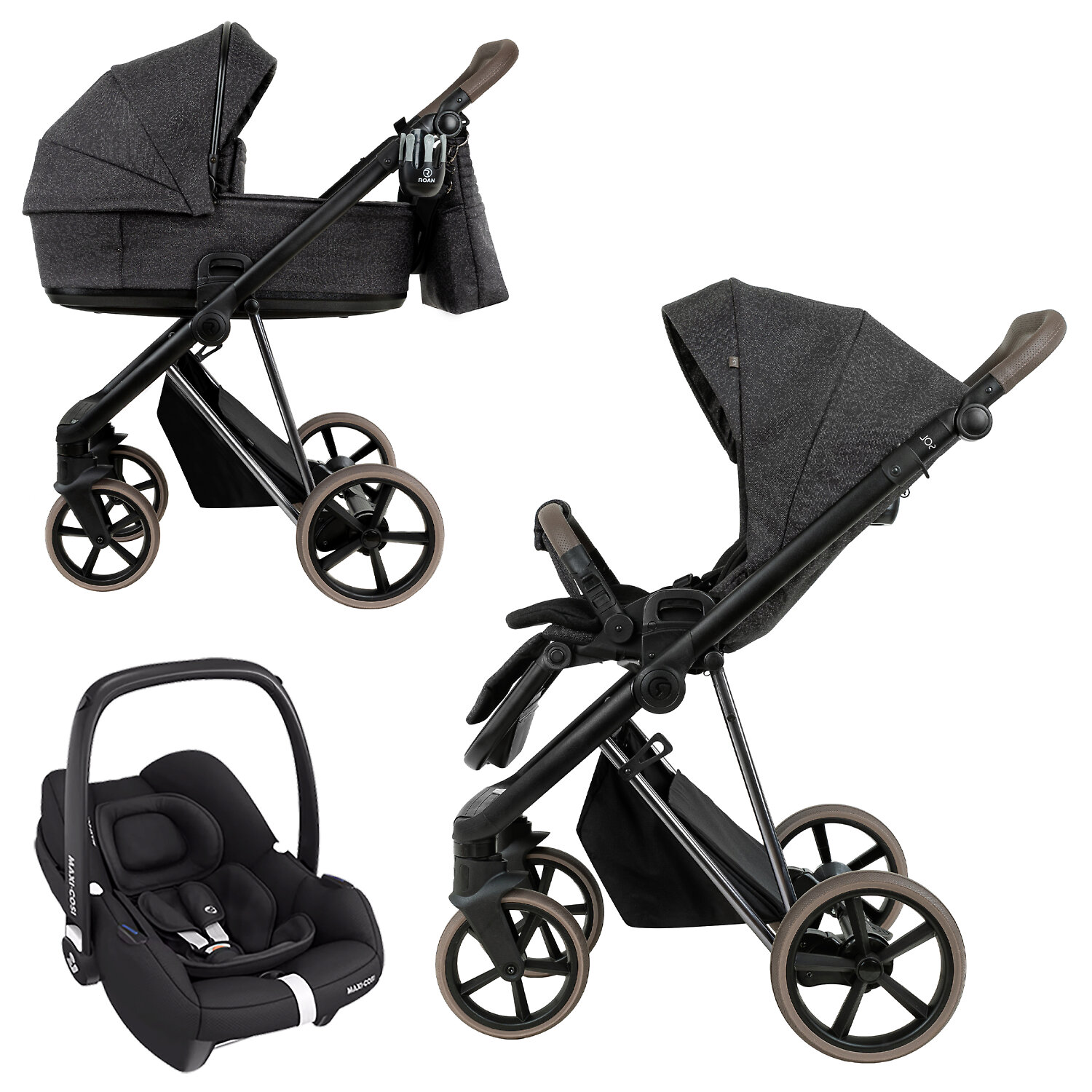 Roan Sol Vintage Luxury 2.0 + Maxi-Cosi Cabriofix i-size - Графитовый (Dark / Pixel)