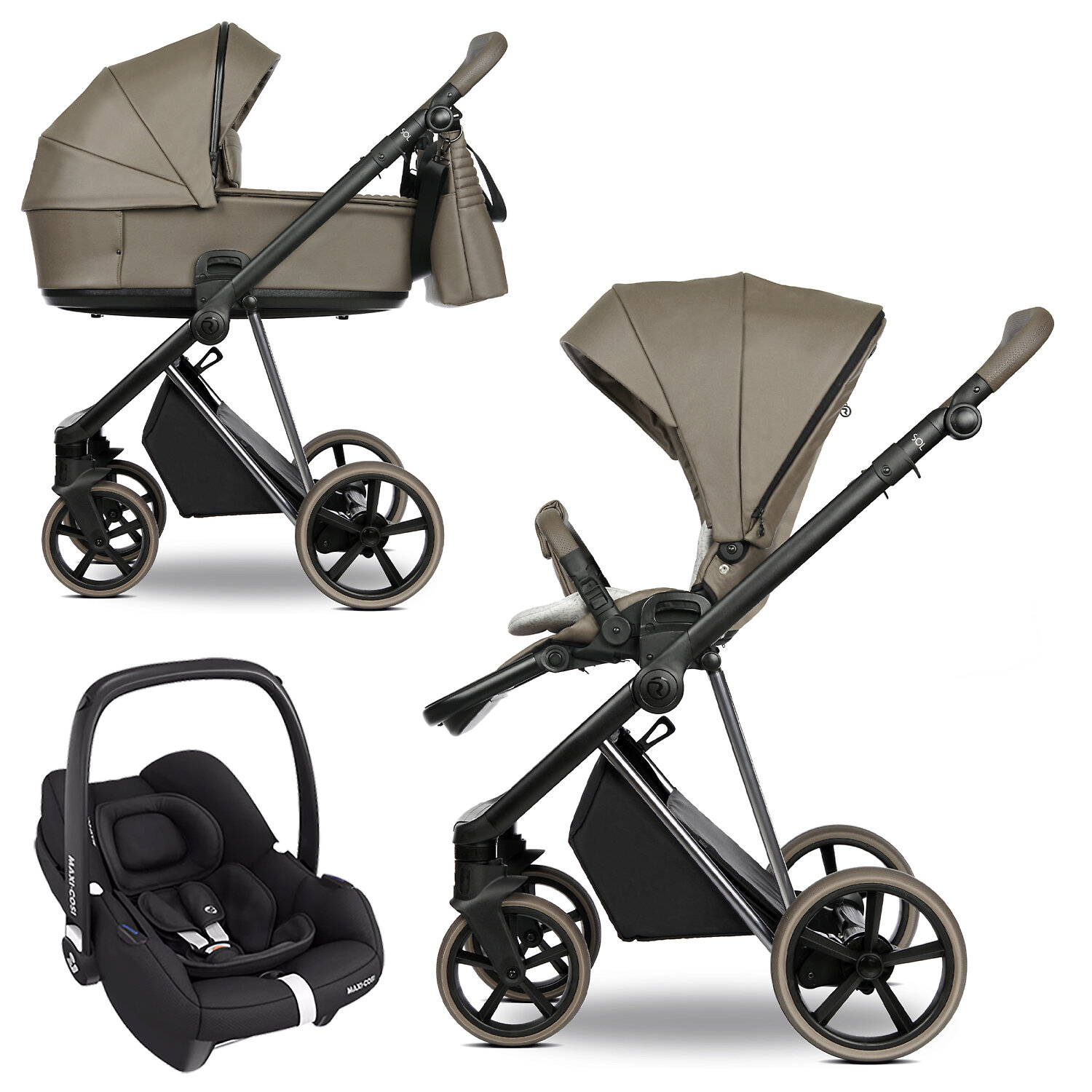Roan Sol Vintage Luxury 2.0 + Maxi-Cosi Cabriofix i-size - Кофейный (Rum Raisin / Eco)