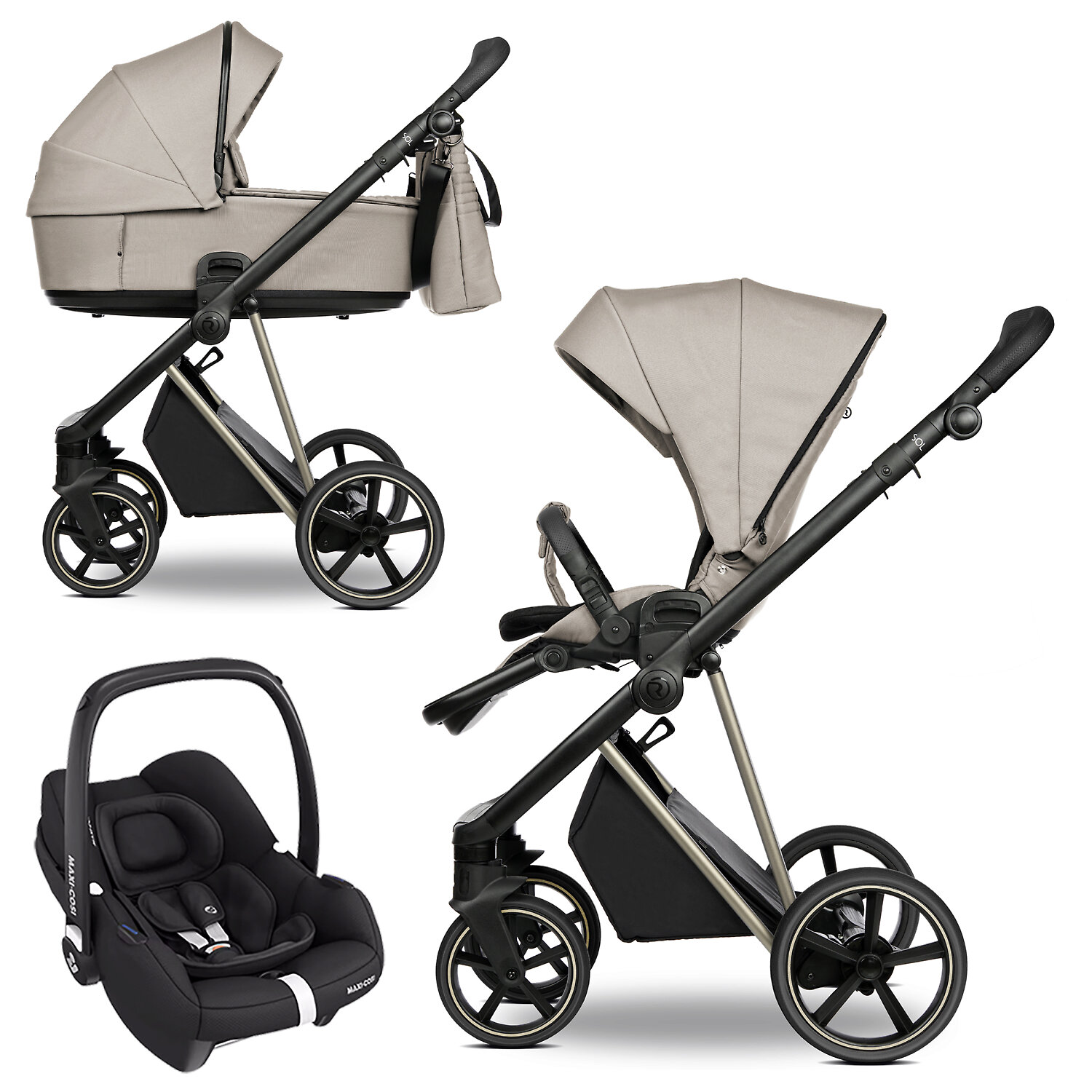 Roan Sol Vintage Luxury 2.0 + Maxi-Cosi Cabriofix i-size - Бежевый (Hazel)