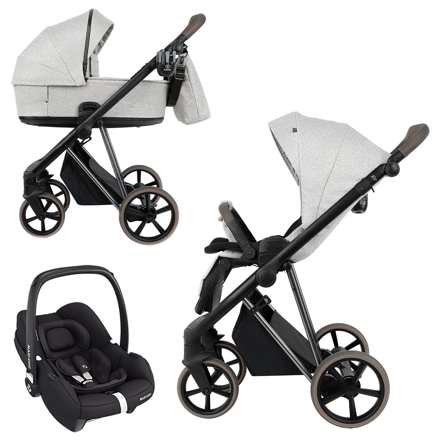 Roan Sol Vintage Luxury 2.0 + Maxi-Cosi Cabriofix i-size - Светло-серый (Light / Pixel)