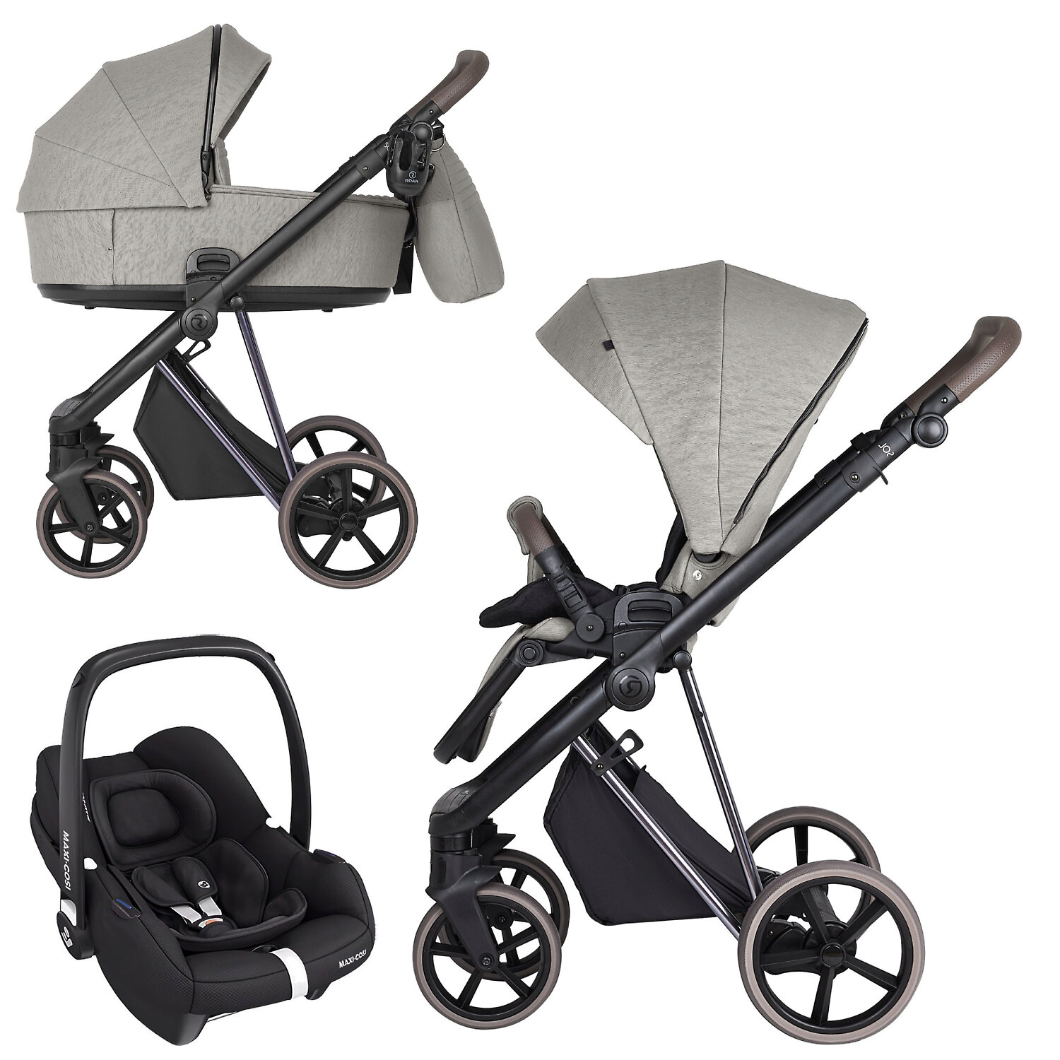 Roan Sol Luxury 2.0 + Maxi-Cosi Cabriofix i-size - Серый (Silk Soft / Silky Wave)