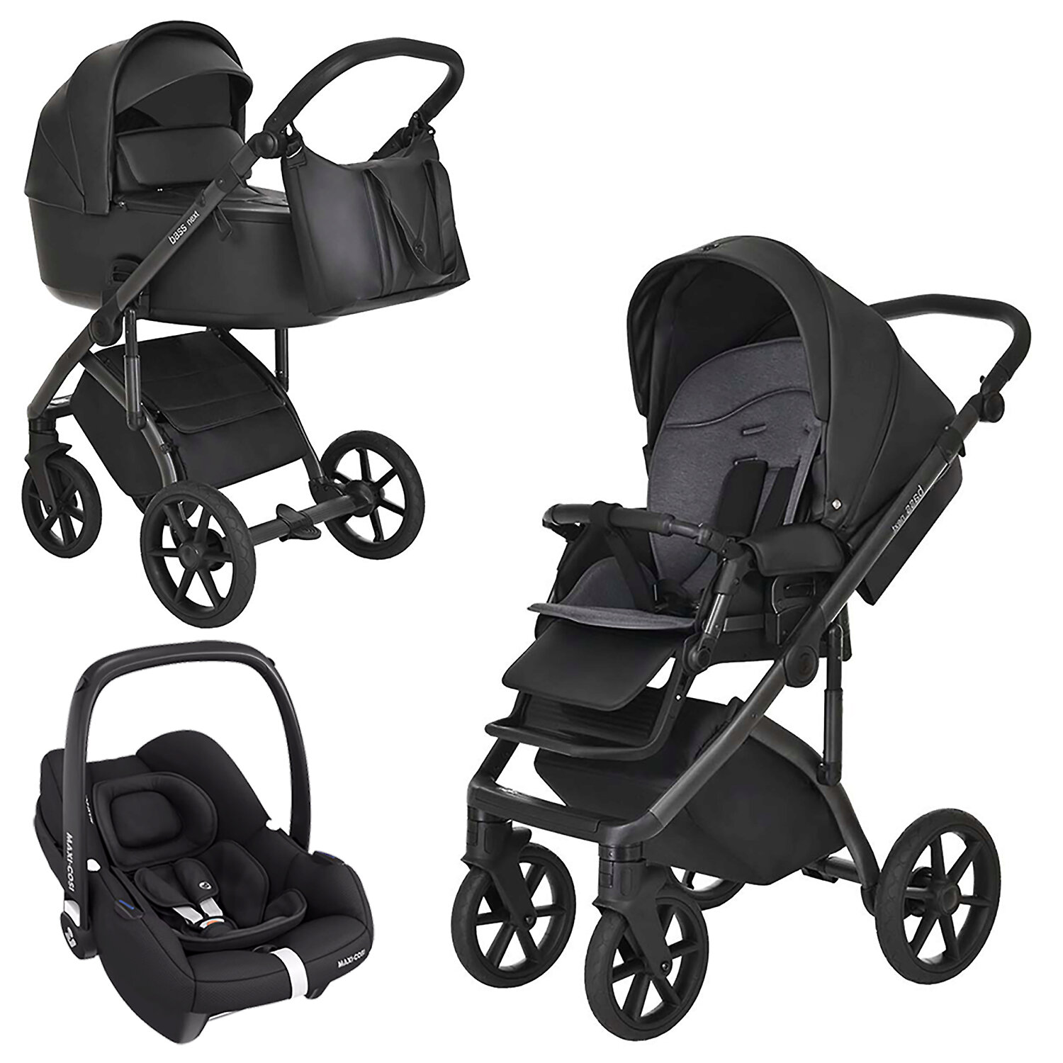 Roan Bass Next Vintage Sport 2.0 + Maxi-Cosi Cabriofix i-size - Чёрный (Black / Eco)