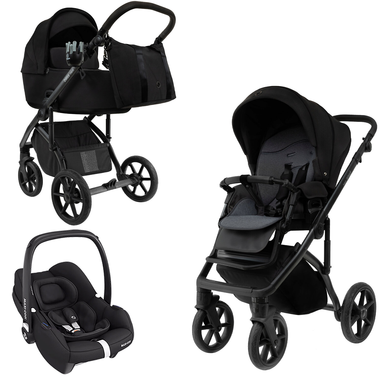 Roan Bass Next Vintage Sport 2.0 + Maxi-Cosi Cabriofix i-size - Чёрный (Caviar Black)