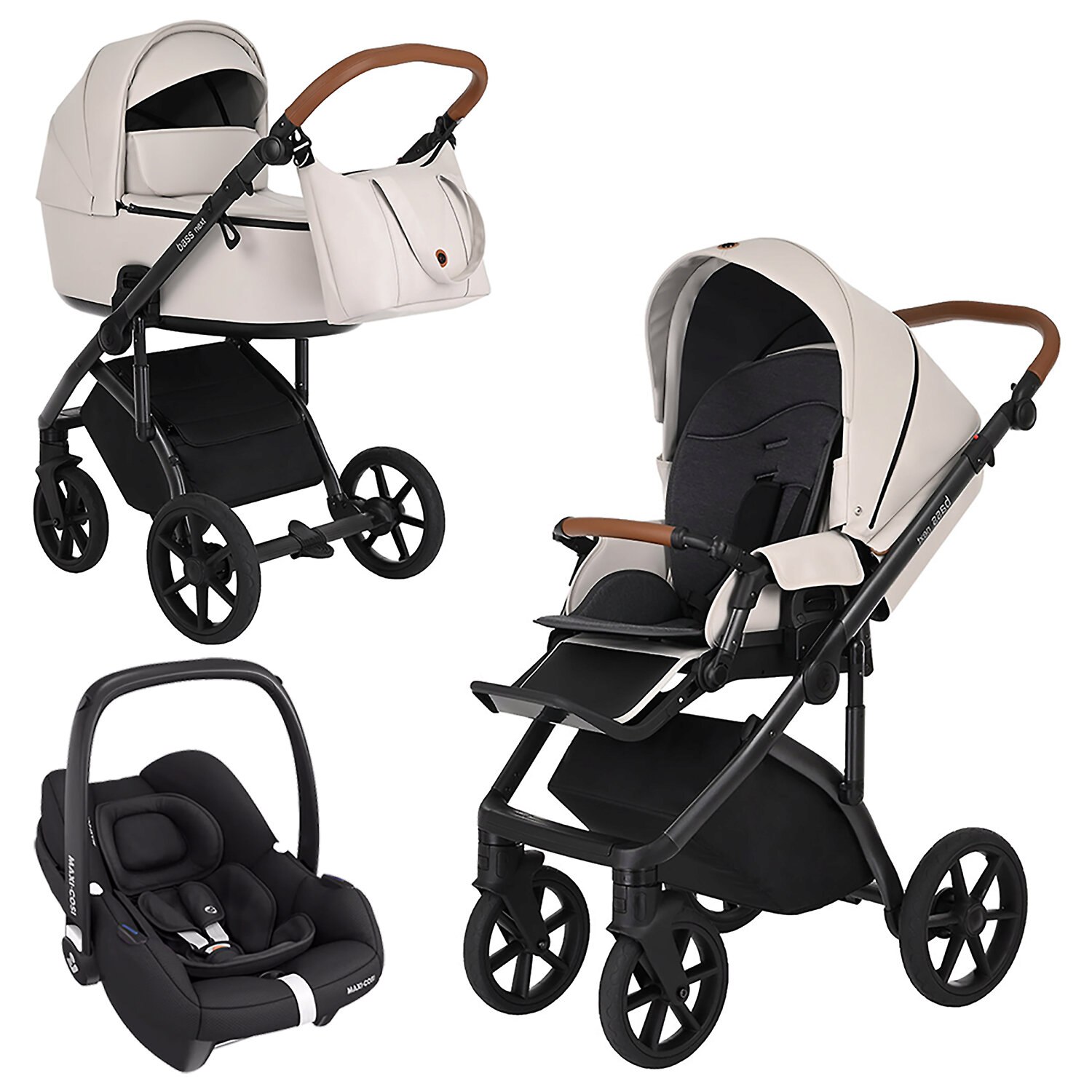 Roan Bass Next Vintage Sport 2.0 + Maxi-Cosi Cabriofix i-size - Кремовый (Island Stone / Eco)
