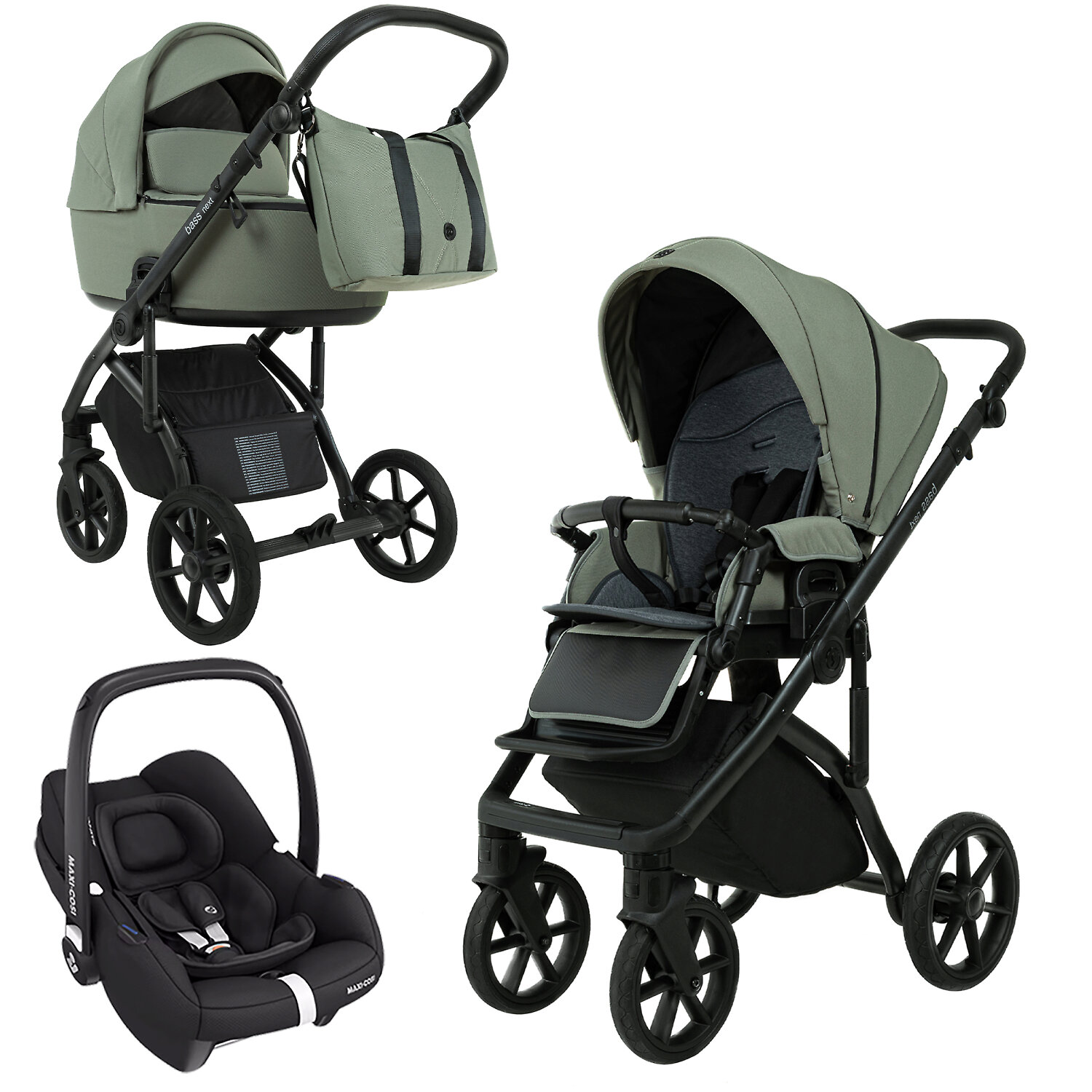Roan Bass Next Vintage Sport 2.0 + Maxi-Cosi Cabriofix i-size - Серо-зелёный (Sage Green)