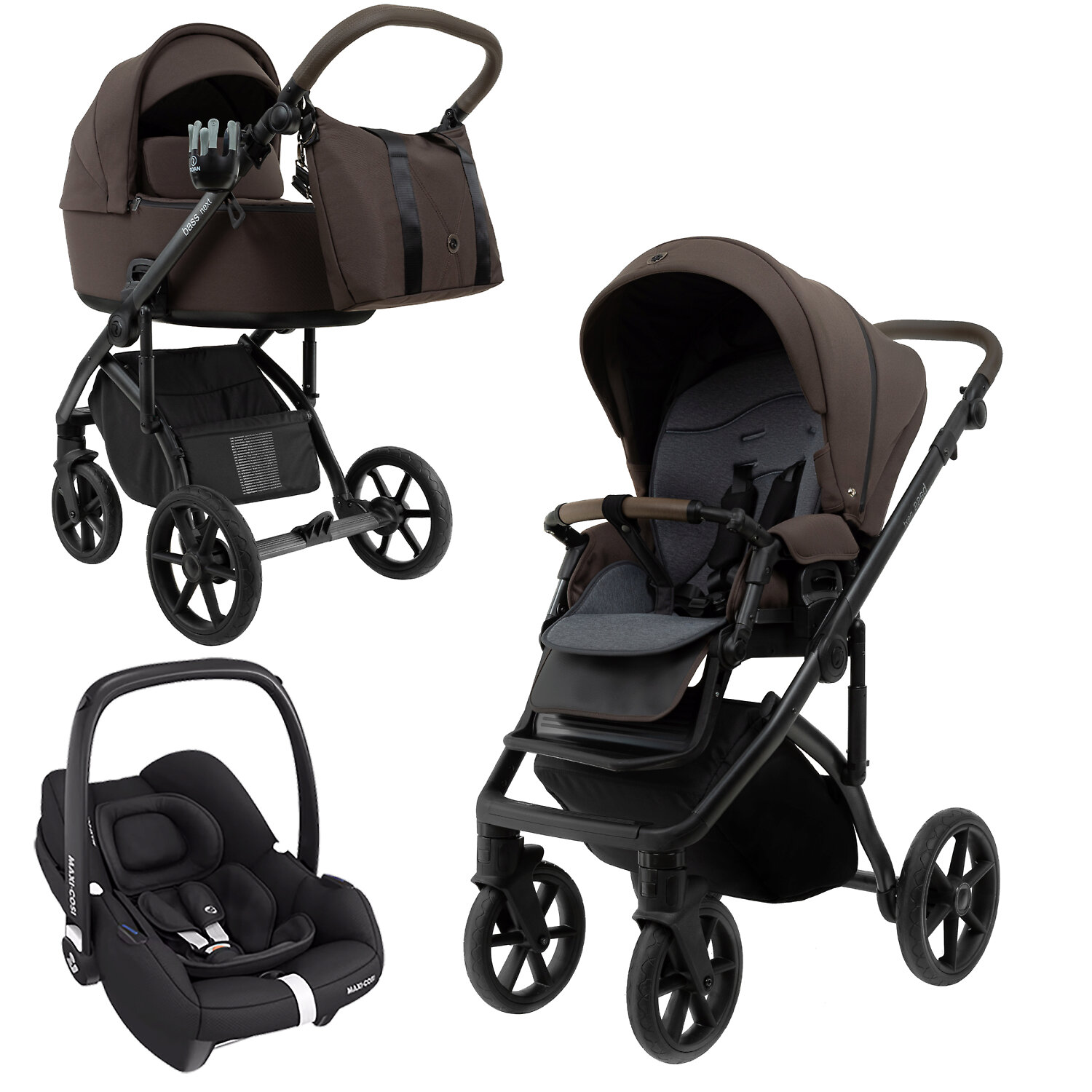 Roan Bass Next Vintage Sport 2.0 + Maxi-Cosi Cabriofix i-size - Кофейный (Turkish Coffe)