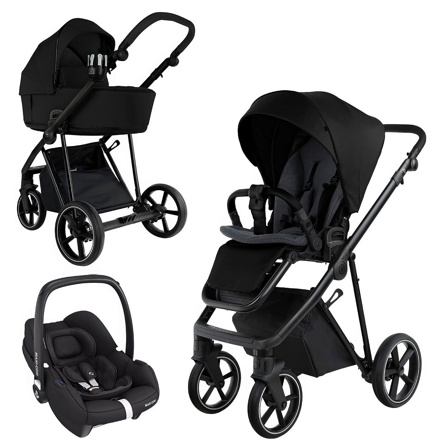 Roan Sol Vintage 2.0 + Maxi-Cosi Cabriofix i-size - Чёрный (Caviar Black / Nickel / Black)