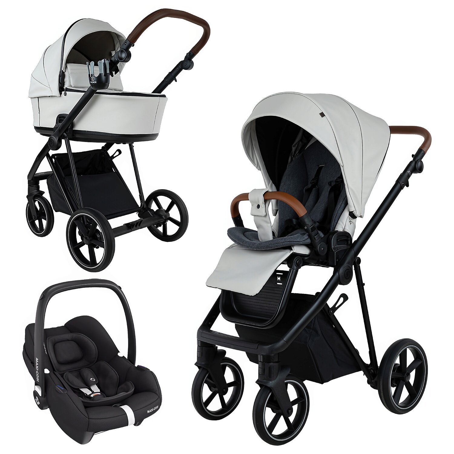 Roan Sol Vintage 2.0 + Maxi-Cosi Cabriofix i-size - Светло-серый (Island Stone / Eco)