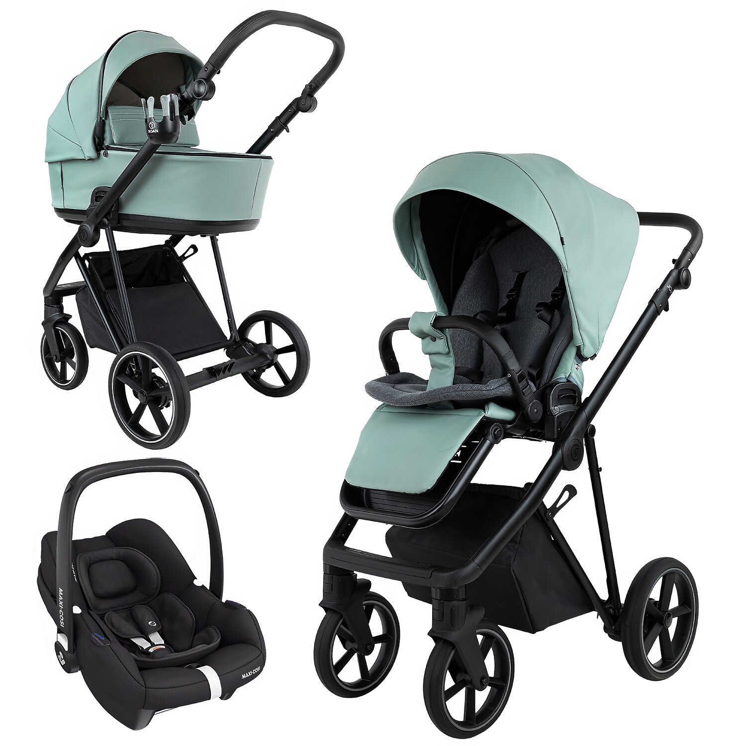 Roan Sol Vintage 2.0 + Maxi-Cosi Cabriofix i-size - Мятный (Misti Mint / Eco)