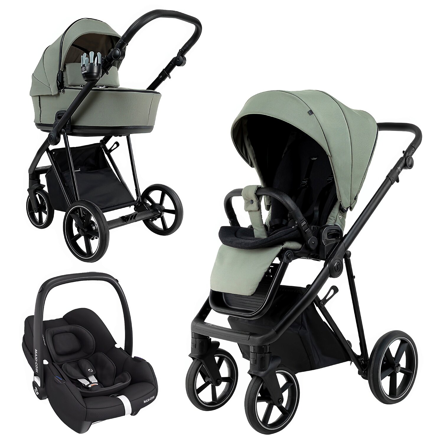 Roan Sol Vintage 2.0 + Maxi-Cosi Cabriofix i-size - Серо-зелёный (Sage Green / Sage / Black)
