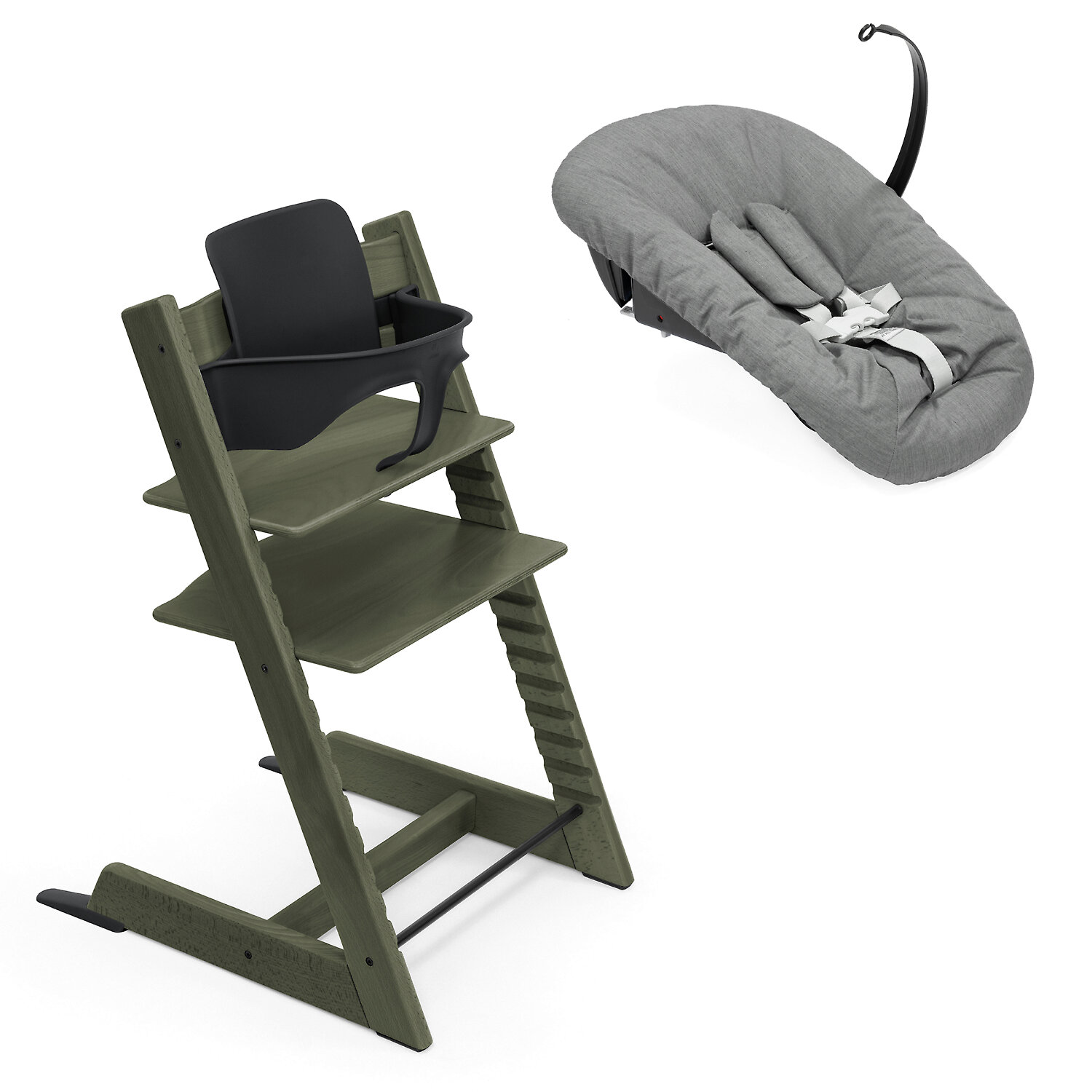 Stokke Tripp Trapp Newborn Complete - Зелёный мрамор / Бук (Marble Green / Black BS / Anthracite NS)