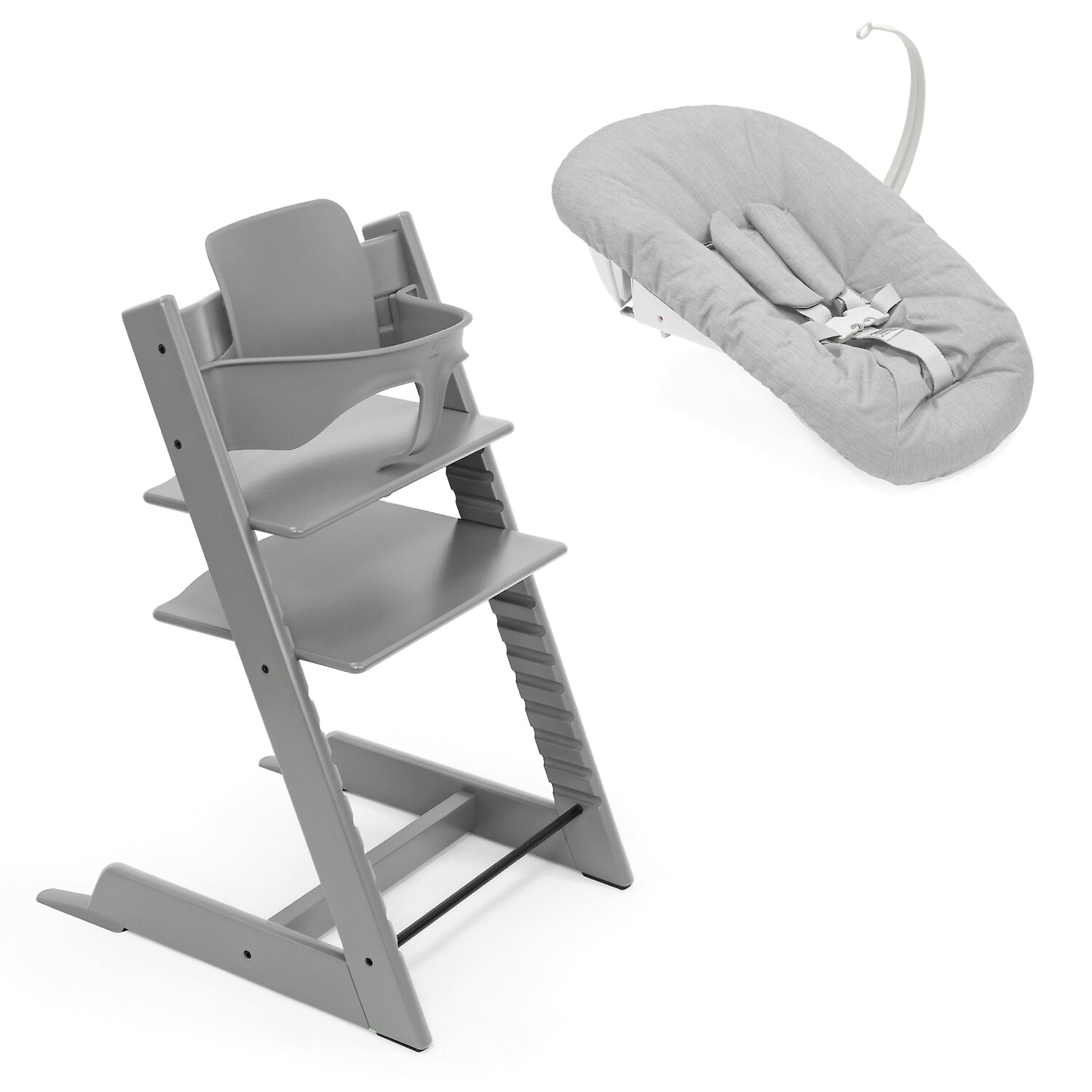 Stokke Tripp Trapp Newborn Complete - Серый / Бук (Storm Grey BS / Grey NS)